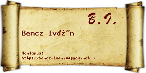 Bencz Iván névjegykártya